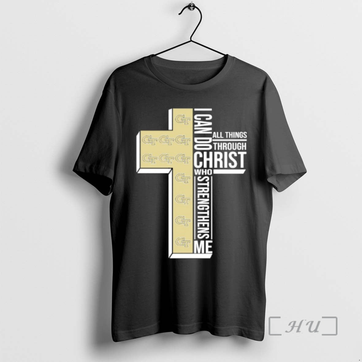 Officials Georgia Tech Yellow Jackets Cross I Can Do All Things Through Christ Who Strengthen - T-Shirt, Sweatshirt, Hoodie