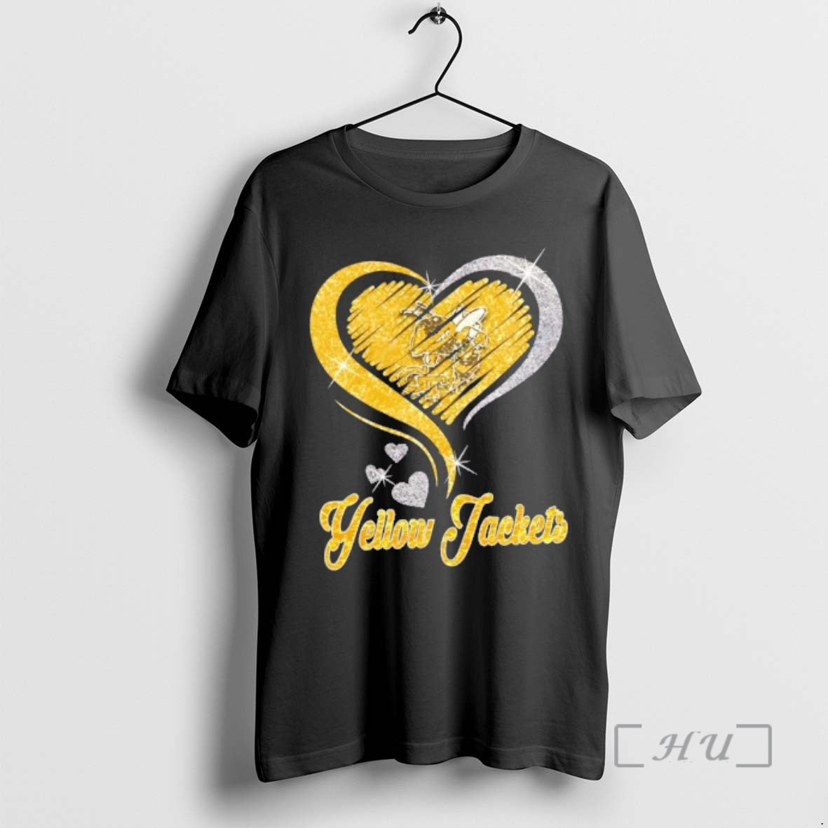 Officials Georgia Tech Yellow Jackets Football In Glitter Heart Fans - T-Shirt, Sweatshirt, Hoodie