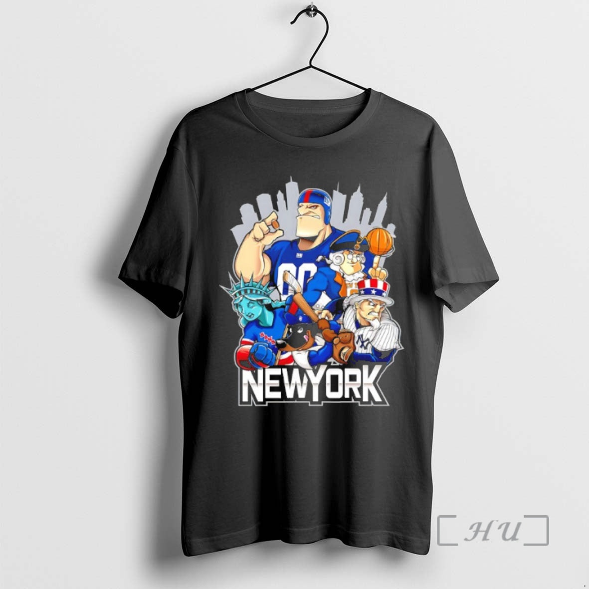 Officials Giants Yankees Rangers Dodgers And Mets New York City Skyline Mascot Premium T Shirts - T-Shirt, Sweatshirt, Hoodie