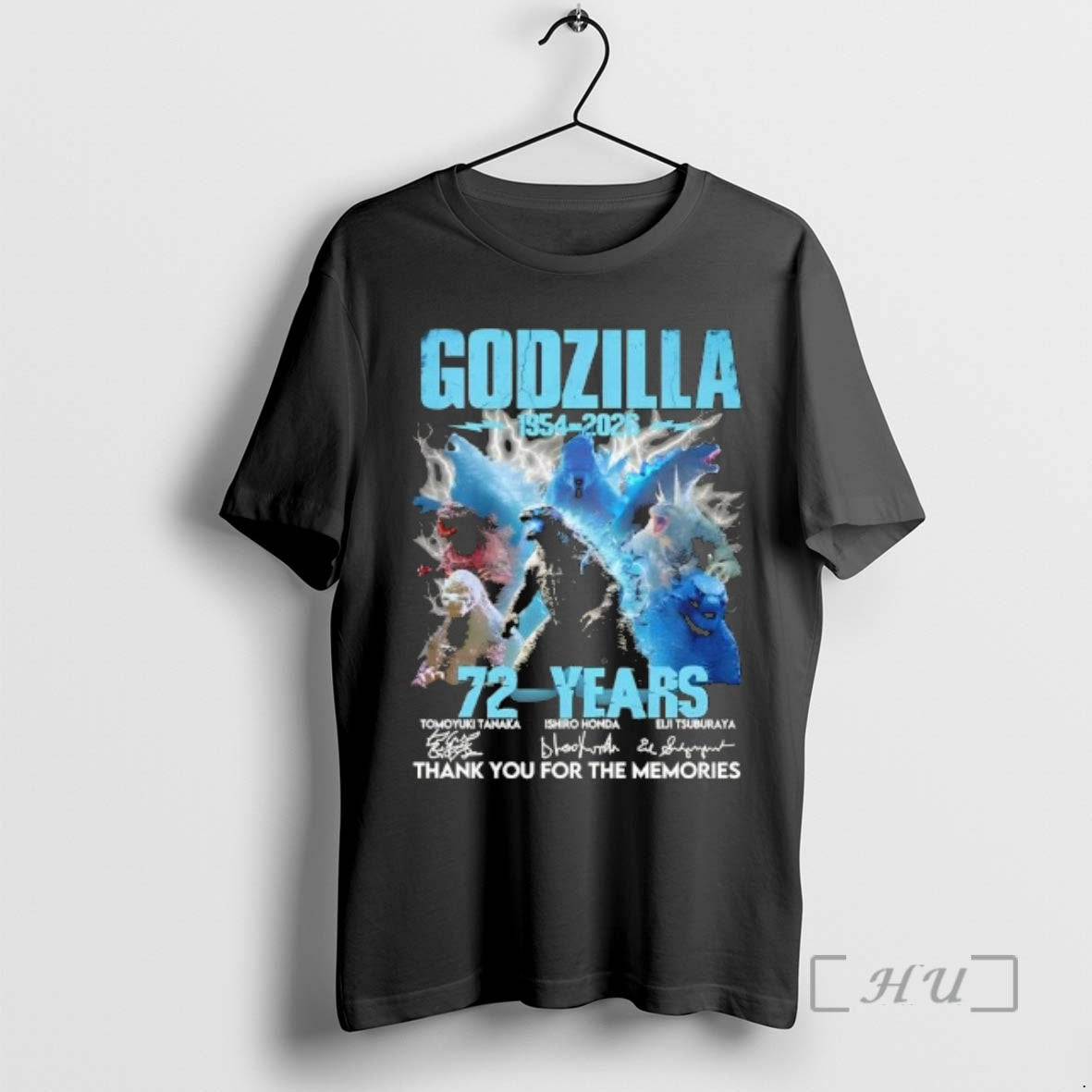 Officials Godzilla 1954 2026 72 Years Thank You For The Memories Signatures Premium T Shirts - T-Shirt, Sweatshirt, Hoodie