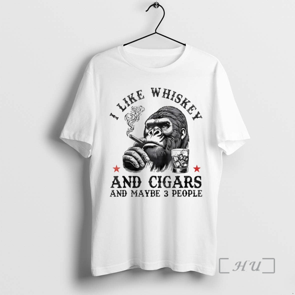 Officials Gorrila I Like Whiskey And Cigars And Maybe 3 People Premium T Shirts Sweater Unisex T-shirt, Sweatshirt, Hoodie, Long Sleeve Tee - T-Shirt, Sweatshirt, Hoodie