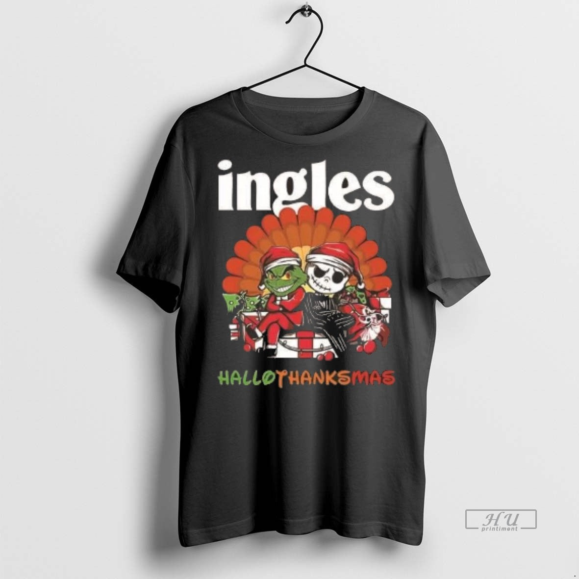 Officials Grinch And Jack Skellington Ingles Hallothanksmas 2 Sided Shirt Sweater Unisex T-shirt, Sweatshirt, Hoodie, Long Sleeve Tee - T-Shirt, Sweatshirt, Hoodie