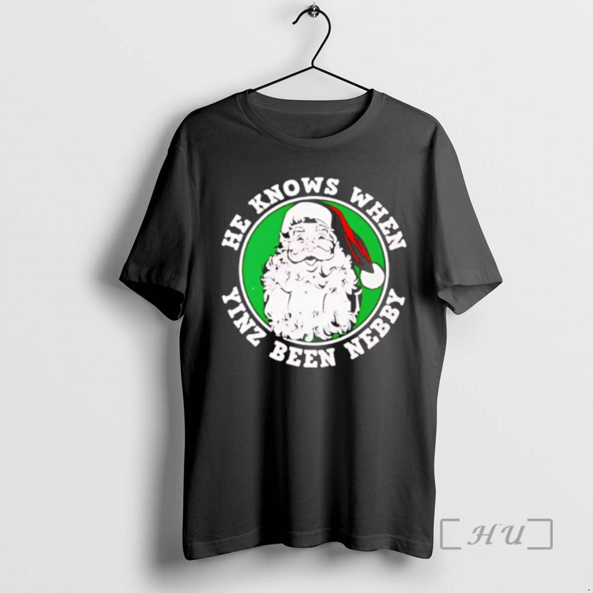 Officials He Knows When Yinz Been Nebby Santa Christmas - T-Shirt, Sweatshirt, Hoodie