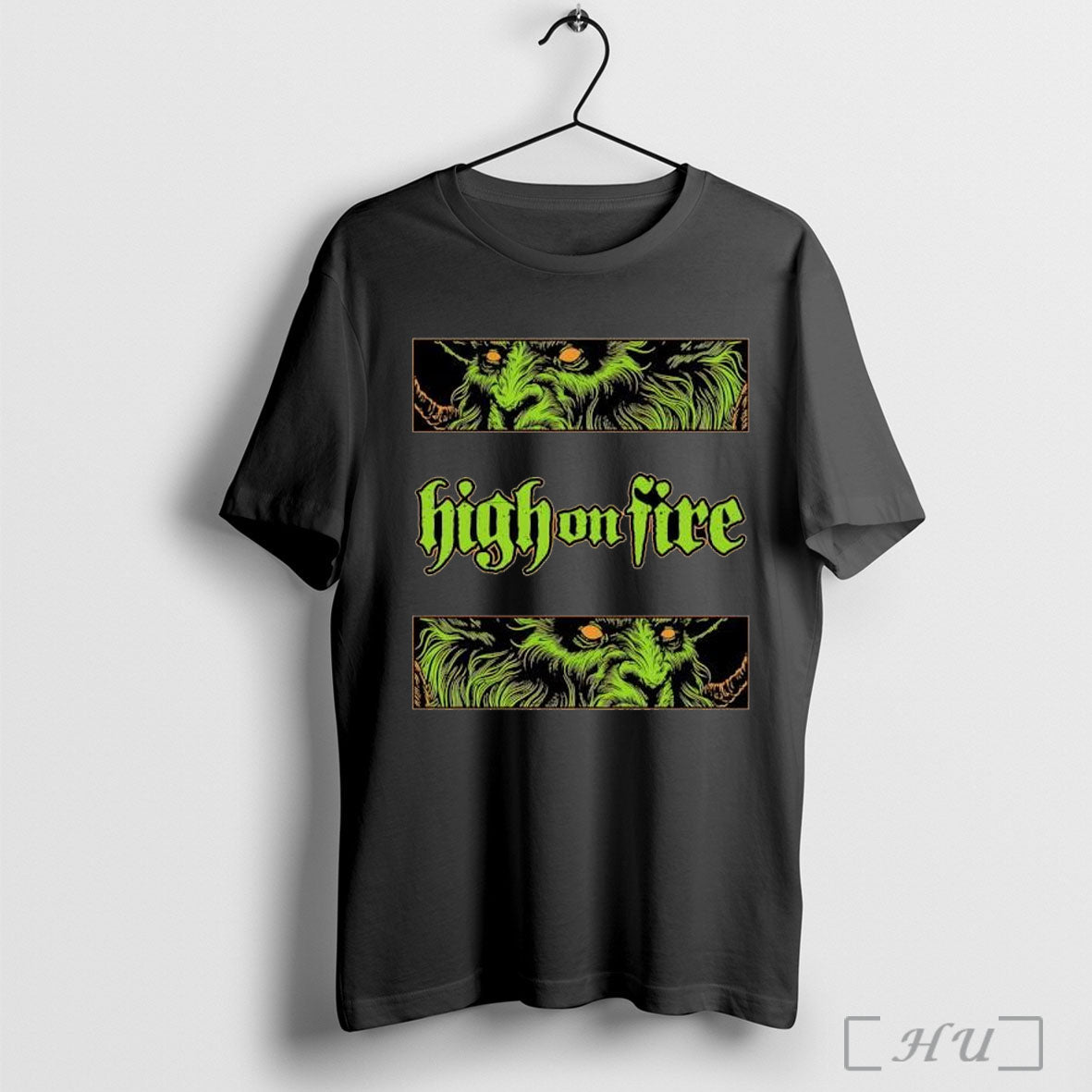 Officials High On Fire Demonic Green Ram Monster Head T Shirt Unisex T-shirt, Sweatshirt, Hoodie, Long Sleeve Tee - T-Shirt, Sweatshirt, Hoodie