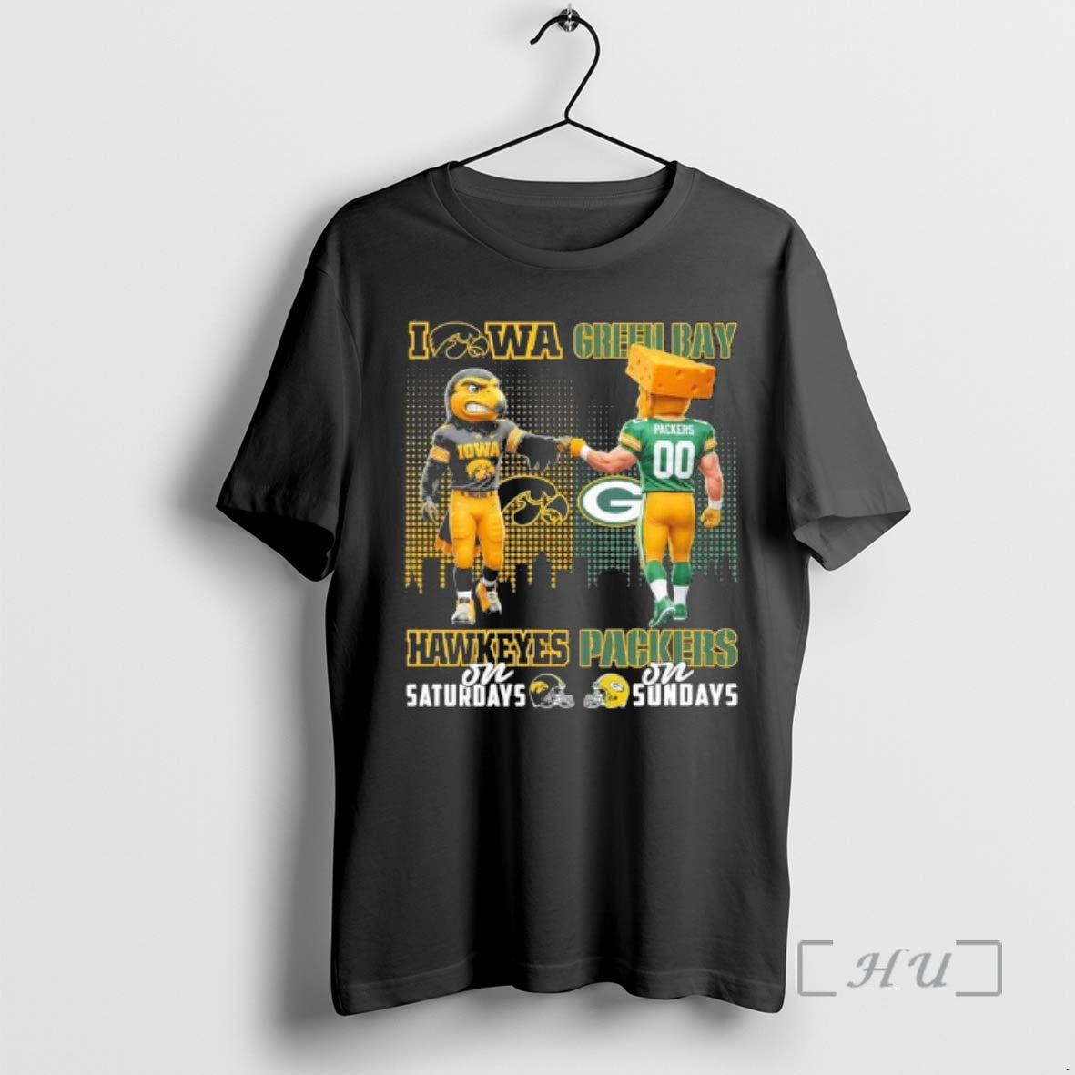 Officials Iowa Vs Packers Mascot On Saturdays And On Sundays - T-Shirt, Sweatshirt, Hoodie