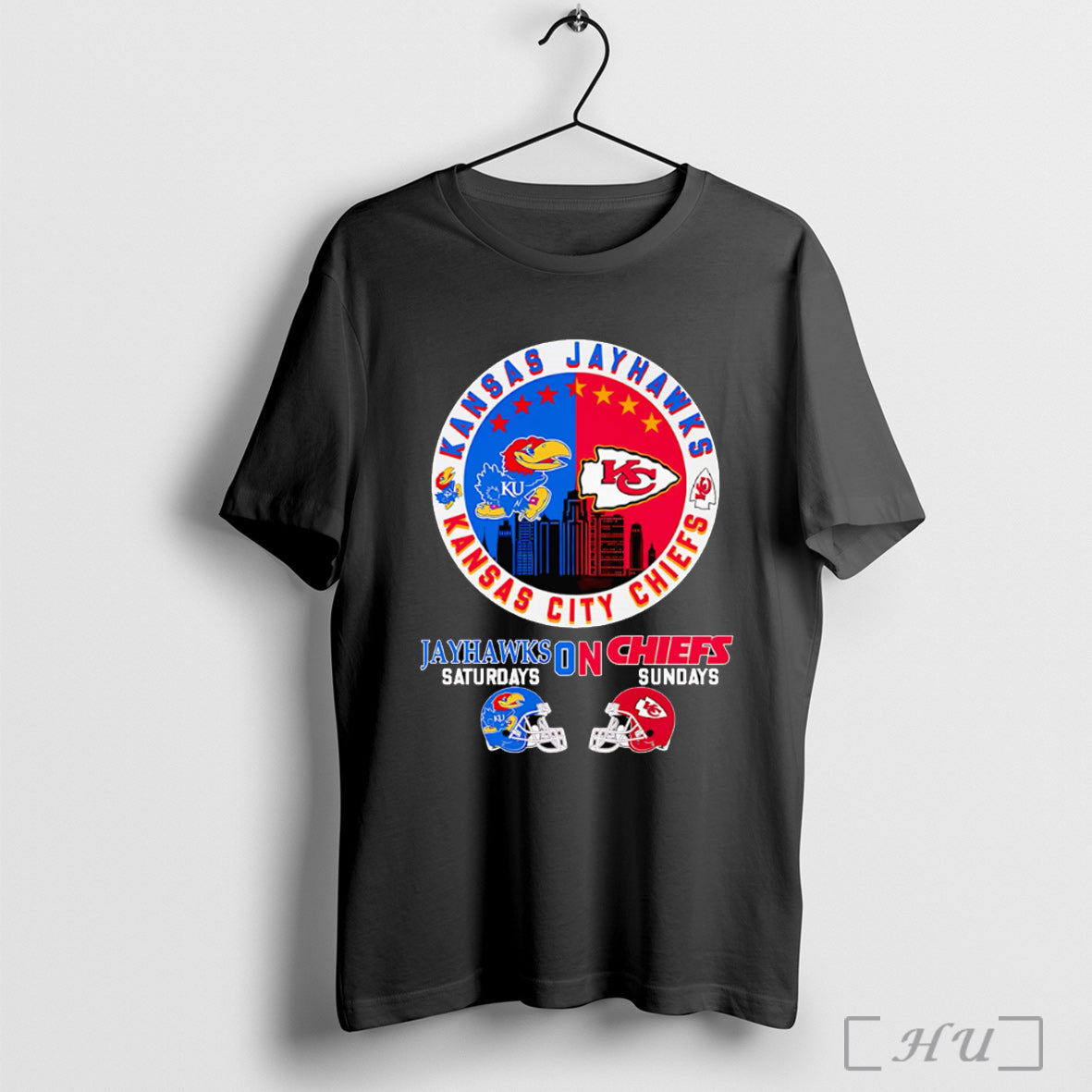 Officials Kansas Jayhawks On Saturdays Kansas City Chiefs On Sundays Skyline T Shirt Unisex T-shirt, Sweatshirt, Hoodie, Long Sleeve Tee - T-Shirt, Sweatshirt, Hoodie