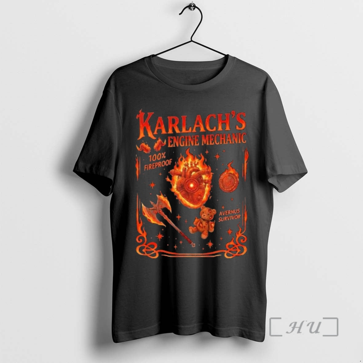 Officials Karlachs Engine Mechanic 100 Fireproof Avernus Survivor Unisex T-shirt, Sweatshirt, Hoodie, Long Sleeve Tee - T-Shirt, Sweatshirt, Hoodie