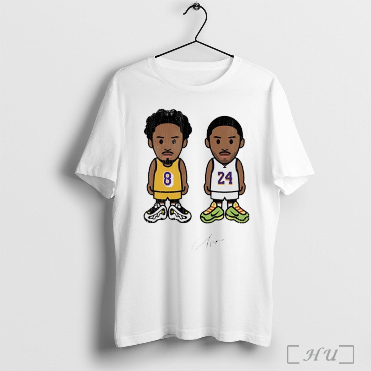 Officials Kobe Bryant Number 8 And 24 Signature Cartoon T Shirt Unisex T-shirt, Sweatshirt, Hoodie, Long Sleeve Tee - T-Shirt, Sweatshirt, Hoodie