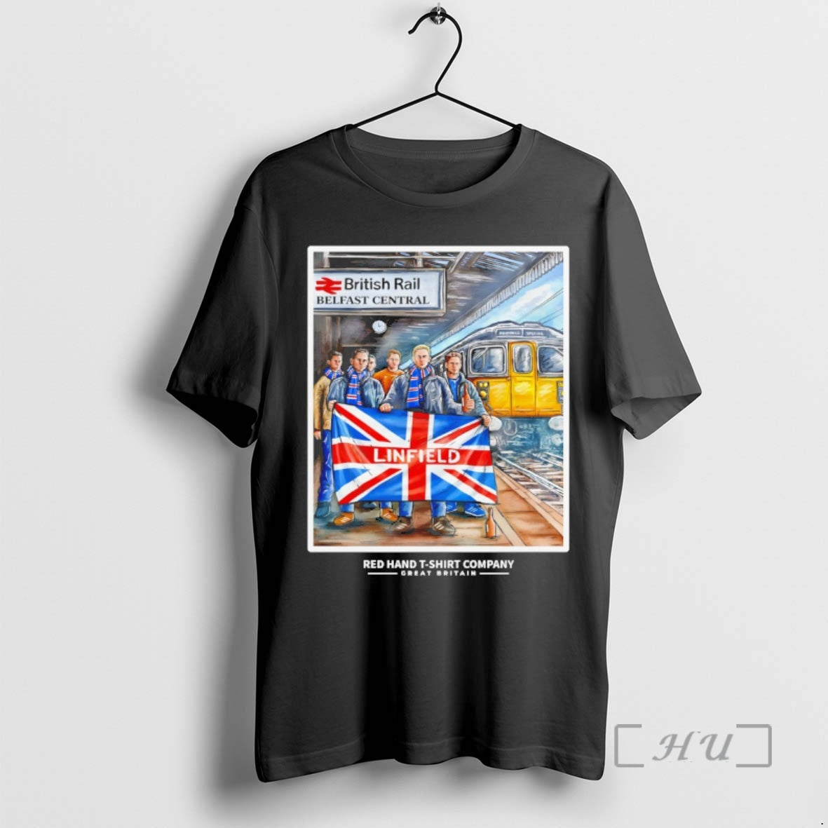 Officials Linfield British Rail Belfast Central Uk Flag Unisex T-shirt, Sweatshirt, Hoodie, Long Sleeve Tee - T-Shirt, Sweatshirt, Hoodie