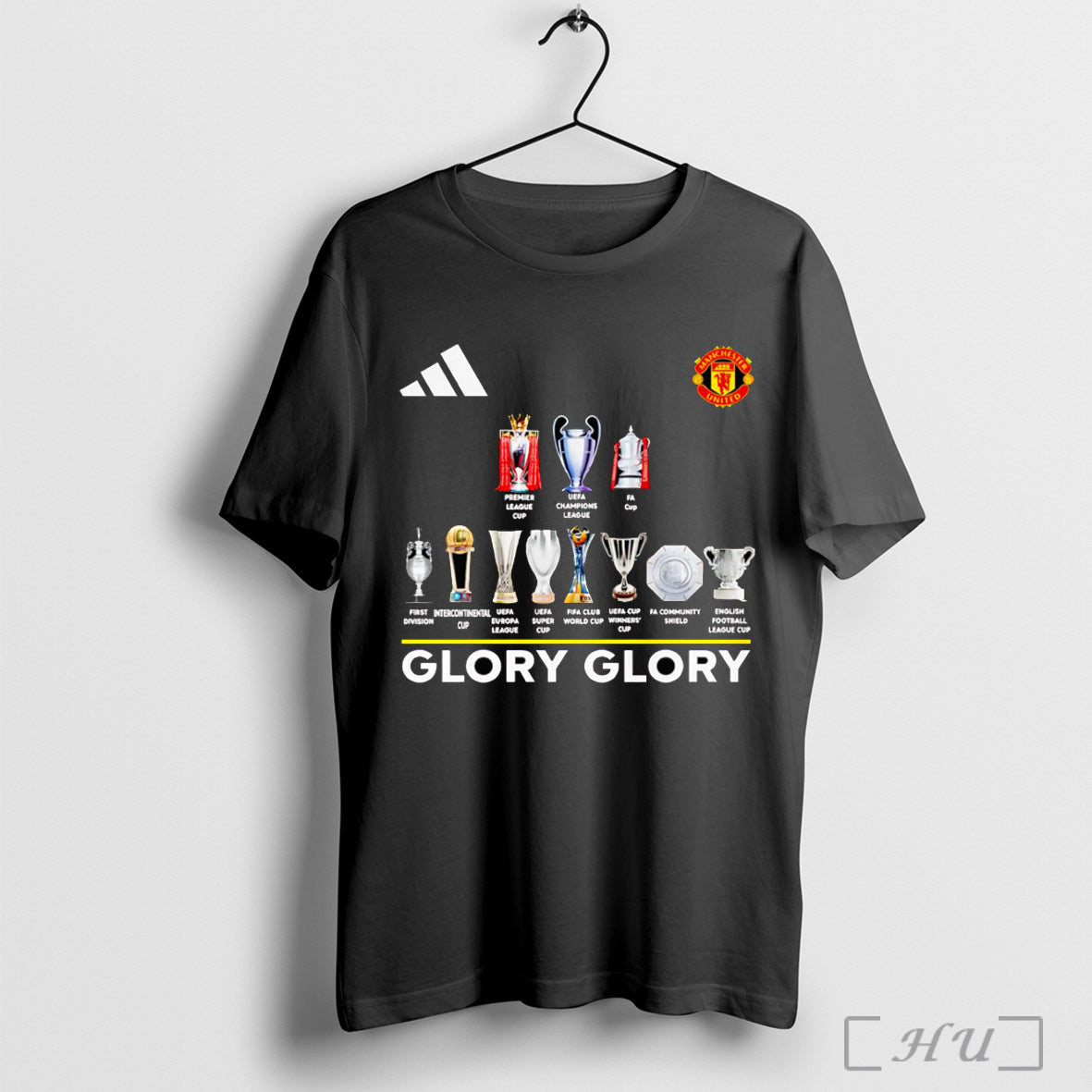 Officials Manchester United Glory Glory Trophies T Shirt Unisex T-shirt, Sweatshirt, Hoodie, Long Sleeve Tee - T-Shirt, Sweatshirt, Hoodie