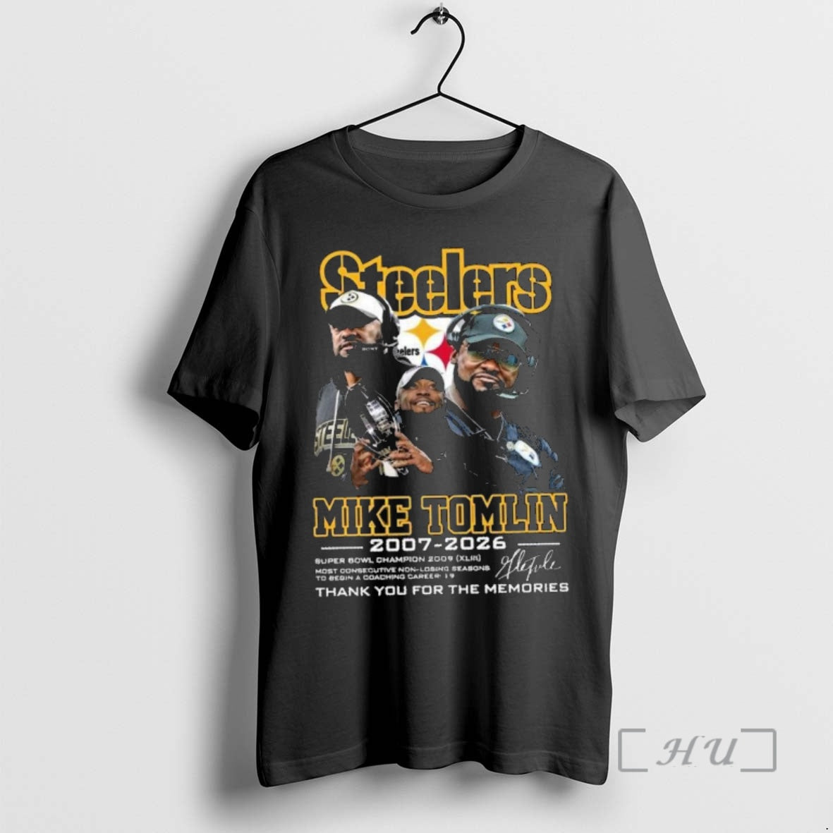 Officials Mike Tomlin Steelers 2007 2026 Thank You For The Memories Signature Premium T Shirts - T-Shirt, Sweatshirt, Hoodie