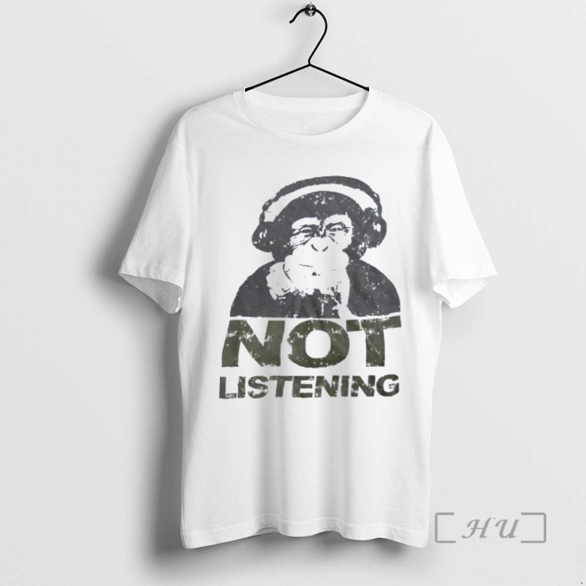 Officials Monkey Wearing Headphone Not Listening - T-Shirt, Sweatshirt, Hoodie