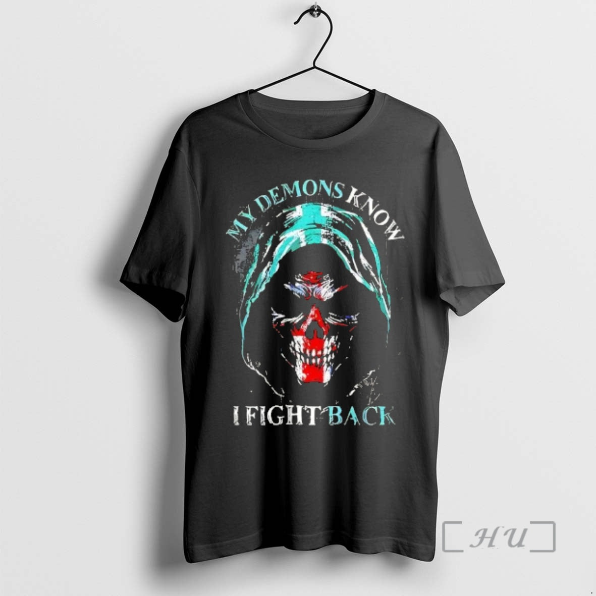 Officials My Demons Know I Fight Back Skull Unisex T-shirt, Sweatshirt, Hoodie, Long Sleeve Tee - T-Shirt, Sweatshirt, Hoodie