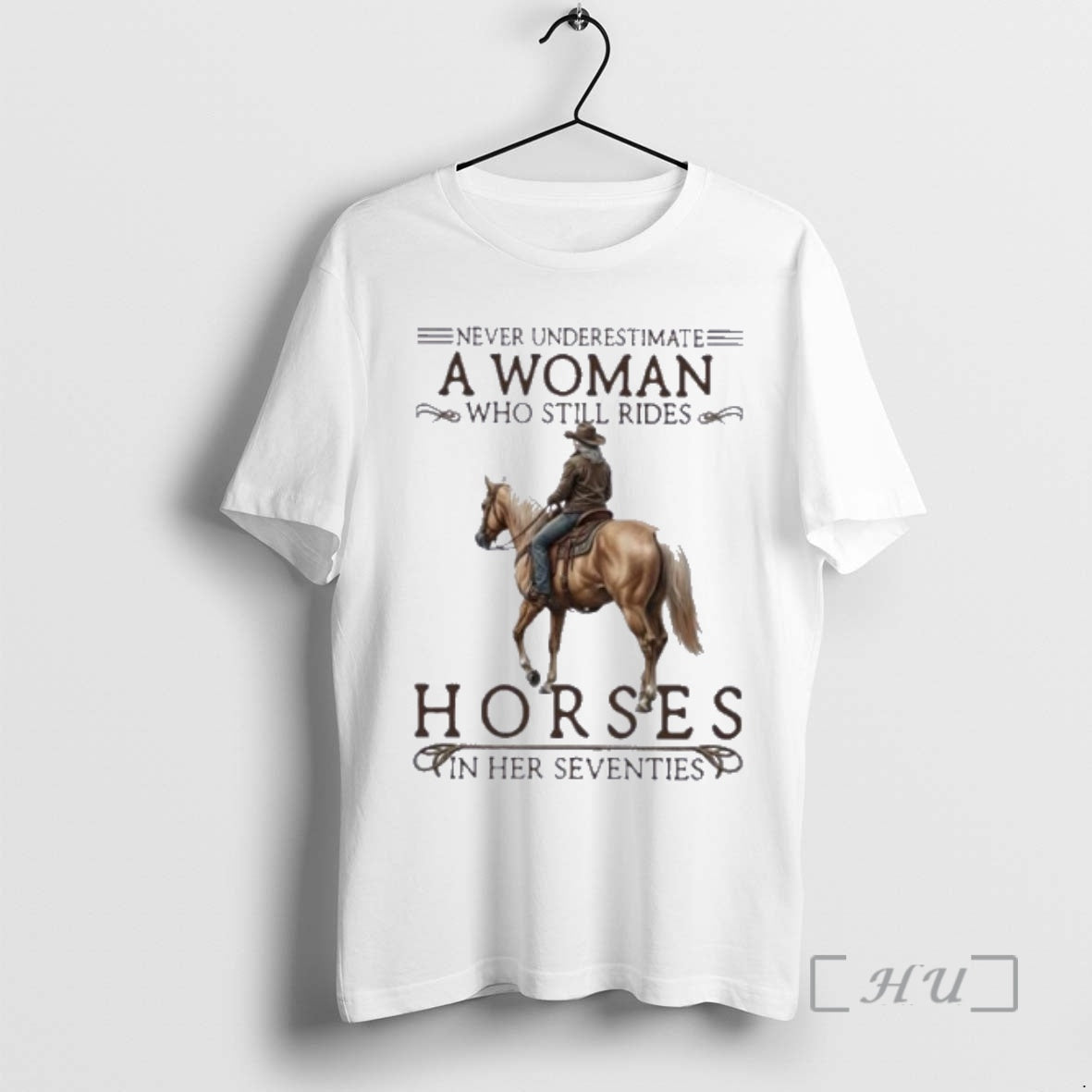 Officials Never Underestimate A Woman Who Still Rides Horses In 70s Vintage Premium T Shirts - T-Shirt, Sweatshirt, Hoodie
