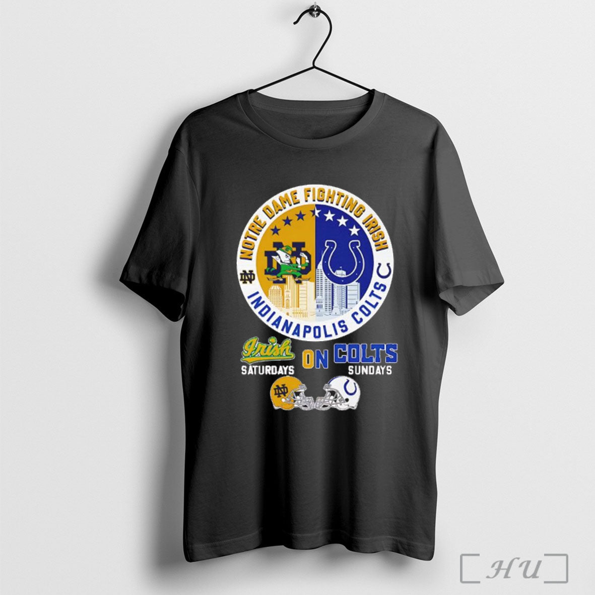 Officials Notre Dame Fighting Irish Saturdays And Indianapolis Colts Sundays Match Day Football Logo - T-Shirt, Sweatshirt, Hoodie