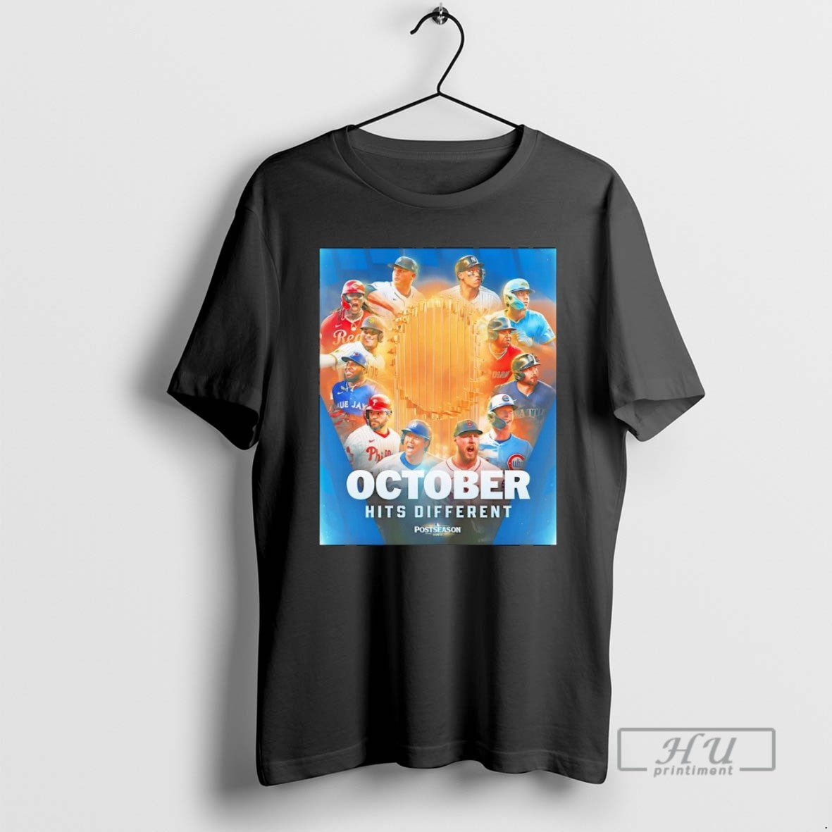 Officials October Hits Different 2025 Postseason Players T Shirt Unisex T-shirt, Sweatshirt, Hoodie, Long Sleeve Tee - T-Shirt, Sweatshirt, Hoodie