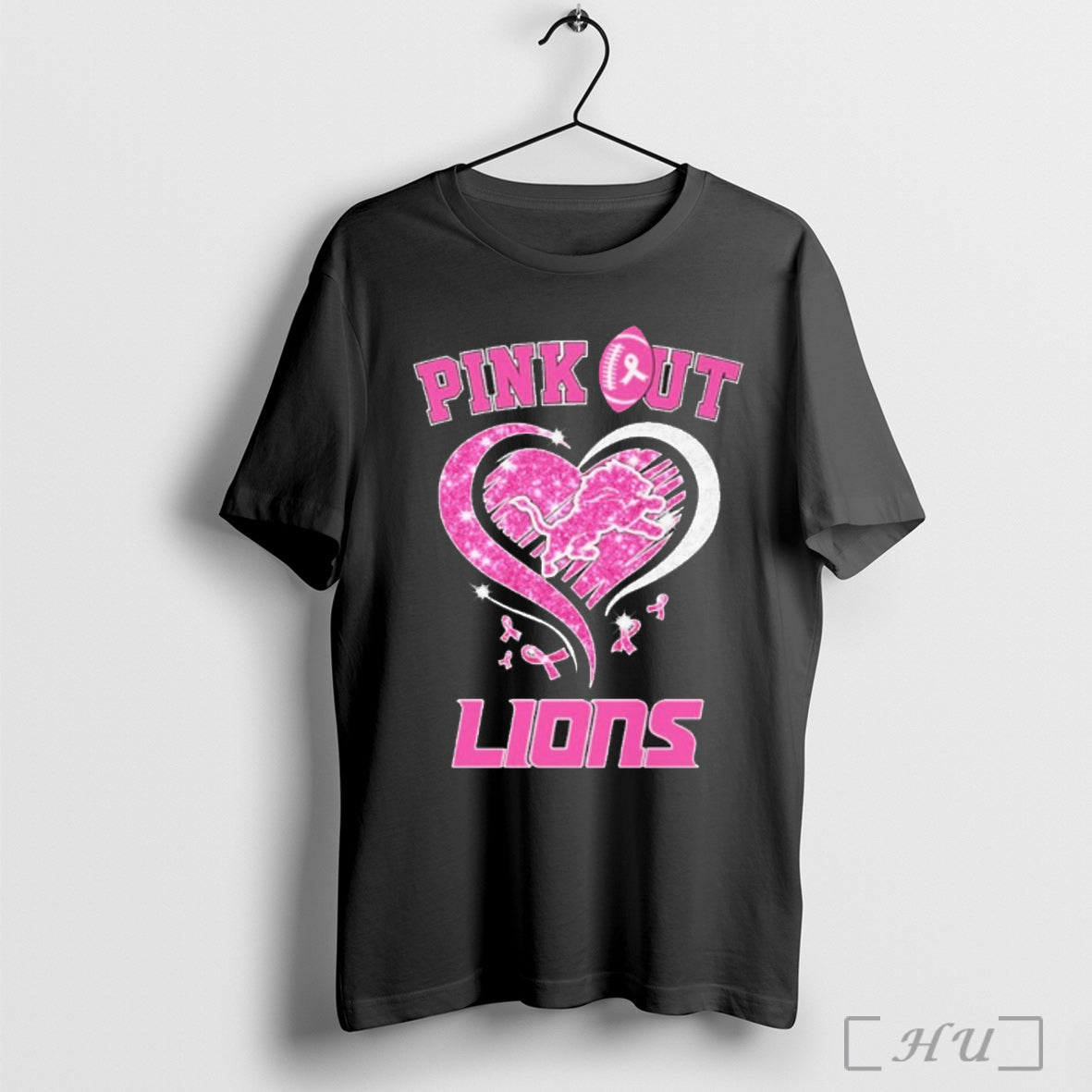 Officials Pink Out Heart Logo Lions T Shirt Unisex T-shirt, Sweatshirt, Hoodie, Long Sleeve Tee - T-Shirt, Sweatshirt, Hoodie