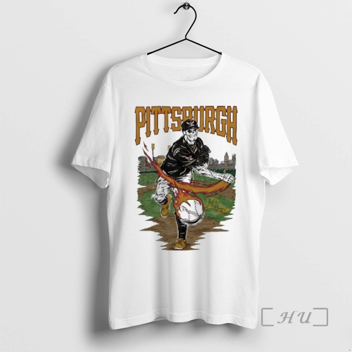 Officials Pittsburgh Pirates Skeleton Pitcher Flaming Baseball - T-Shirt, Sweatshirt, Hoodie