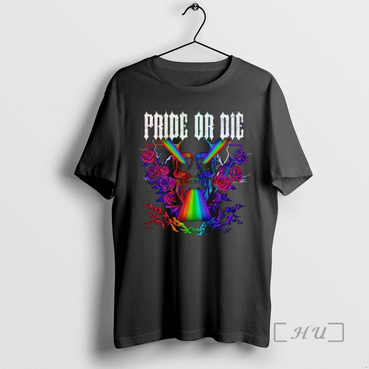 Officials Pride Or Die Skull Rainbow Graphic - T-Shirt, Sweatshirt, Hoodie