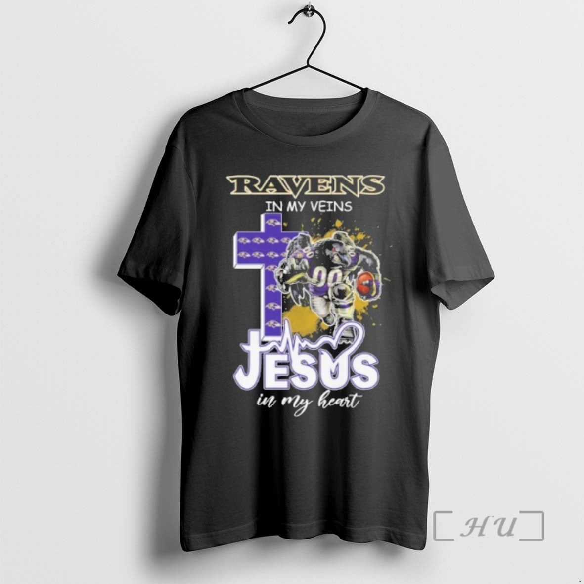 Officials Ravens In My Veins Jesus Mascot In My Heart Mascots Premium T Shirts Sweater - T-Shirt, Sweatshirt, Hoodie