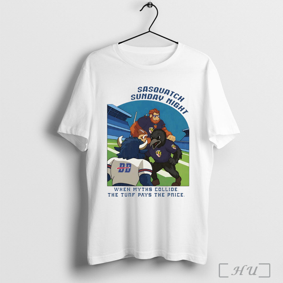 Officials Ravens Sasquatch Sunday Night When Myths Collide The Turf Pays The Price Unisex T-shirt, Sweatshirt, Hoodie, Long Sleeve Tee - T-Shirt, Sweatshirt, Hoodie