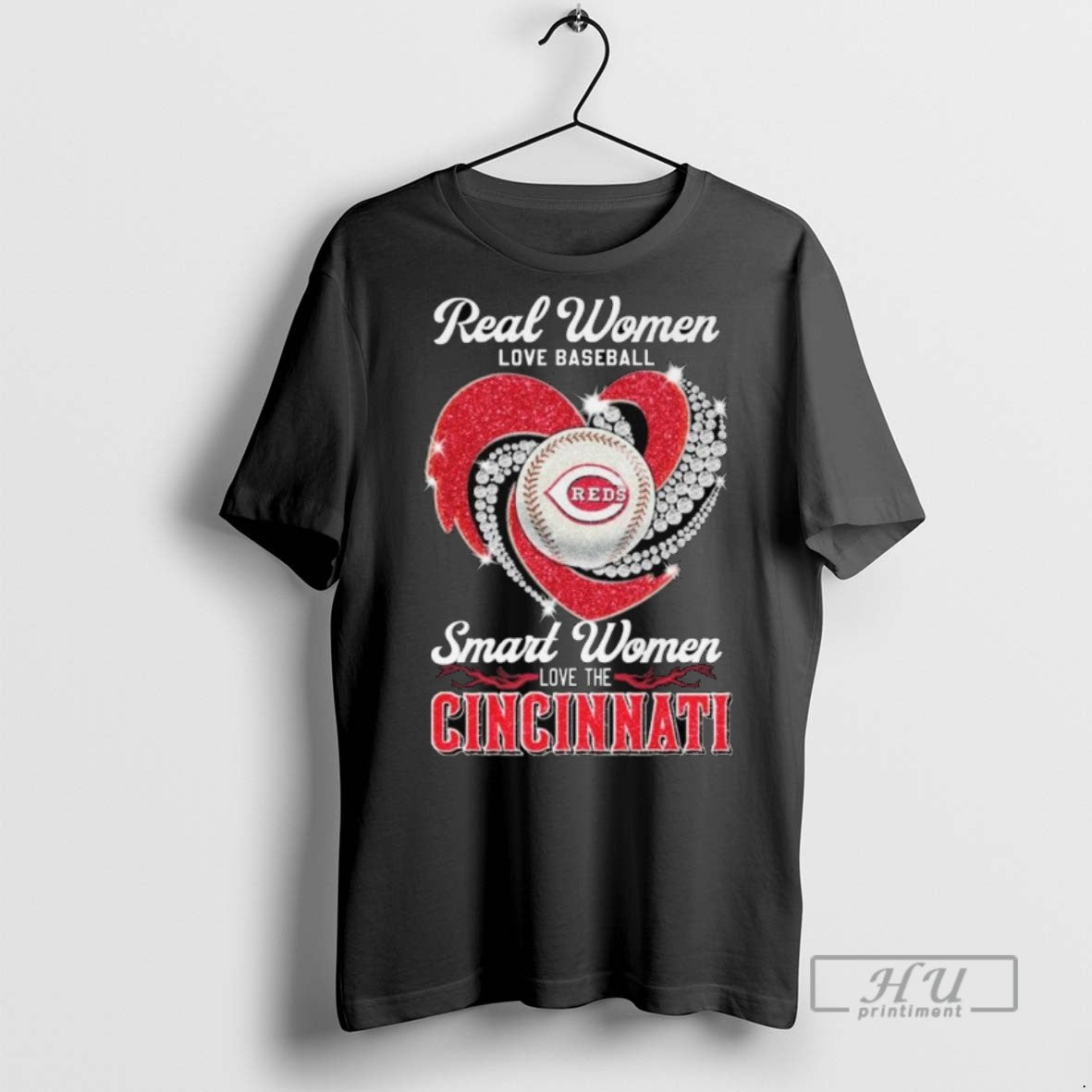Officials Real Women Love Baseball Smart Women Love The Cincinnati Reds Diamond Heart 2025 Long - T-Shirt, Sweatshirt, Hoodie