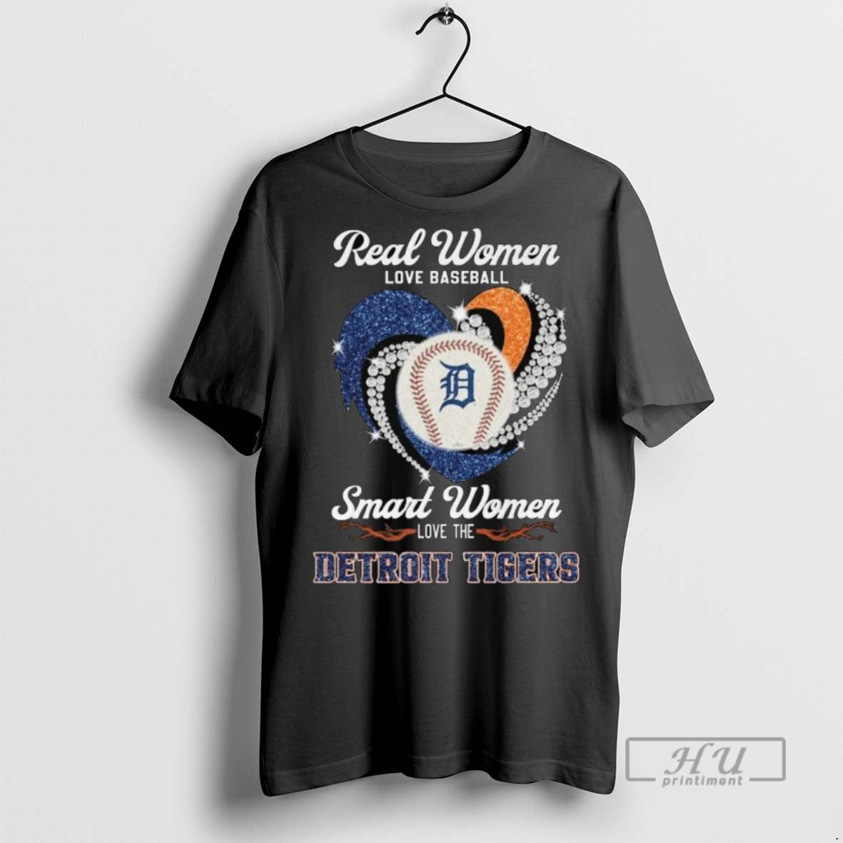 Officials Real Women Love Baseball Smart Women Love The Detroit Tigers Diamond Heart 2025 Long - T-Shirt, Sweatshirt, Hoodie