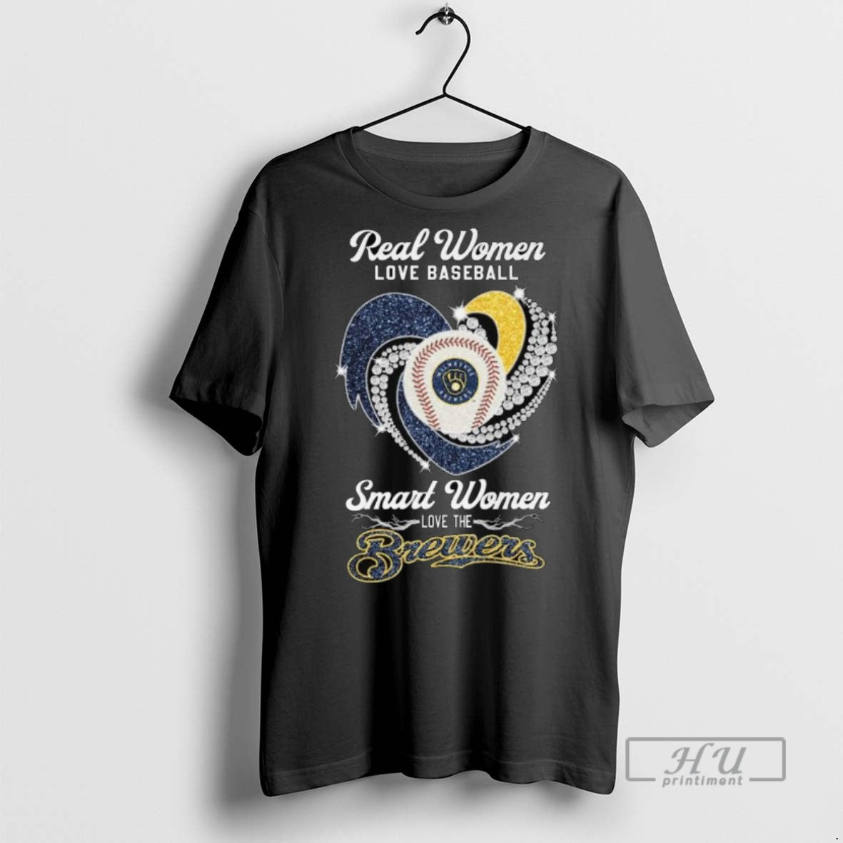 Officials Real Women Love Baseball Smart Women Love The Milwaukee Brewers Diamond Heart 2025 Long - T-Shirt, Sweatshirt, Hoodie
