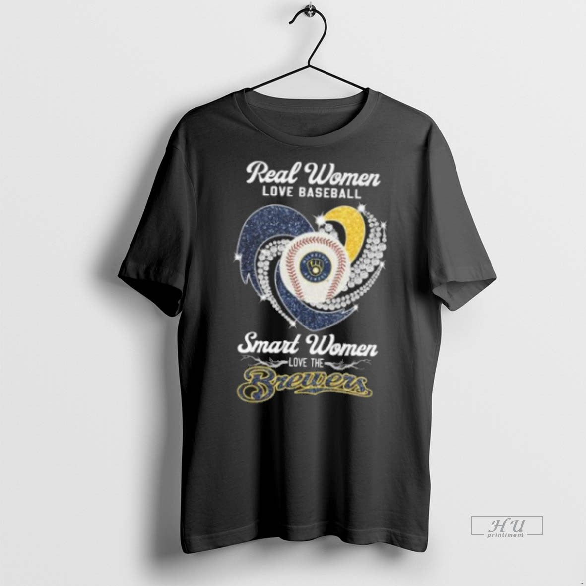 Officials Real Women Love Baseball Smart Women Love The Milwaukee Brewers Diamond Heart 2025 - T-Shirt, Sweatshirt, Hoodie