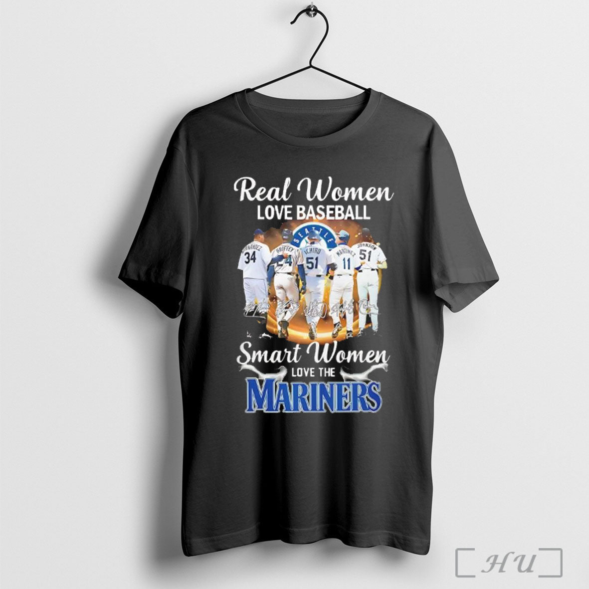 Officials Real Women Love Baseball Smart Women Love The Seattle Mariners Number And Signature - T-Shirt, Sweatshirt, Hoodie