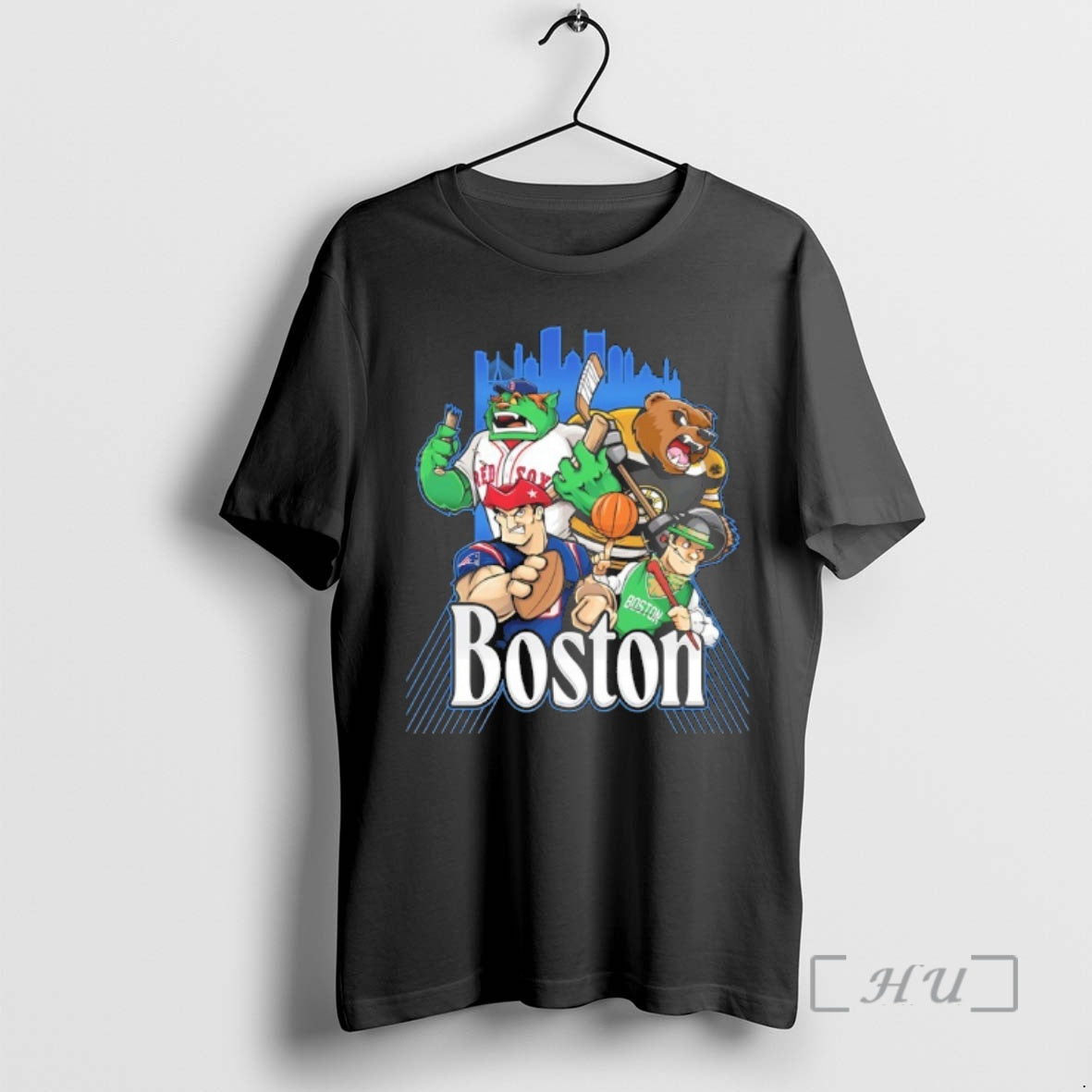 Officials Red Sox Bruins Patriots And Celtics Boston City Skyline Mascot Premium T Shirts Sweater - T-Shirt, Sweatshirt, Hoodie