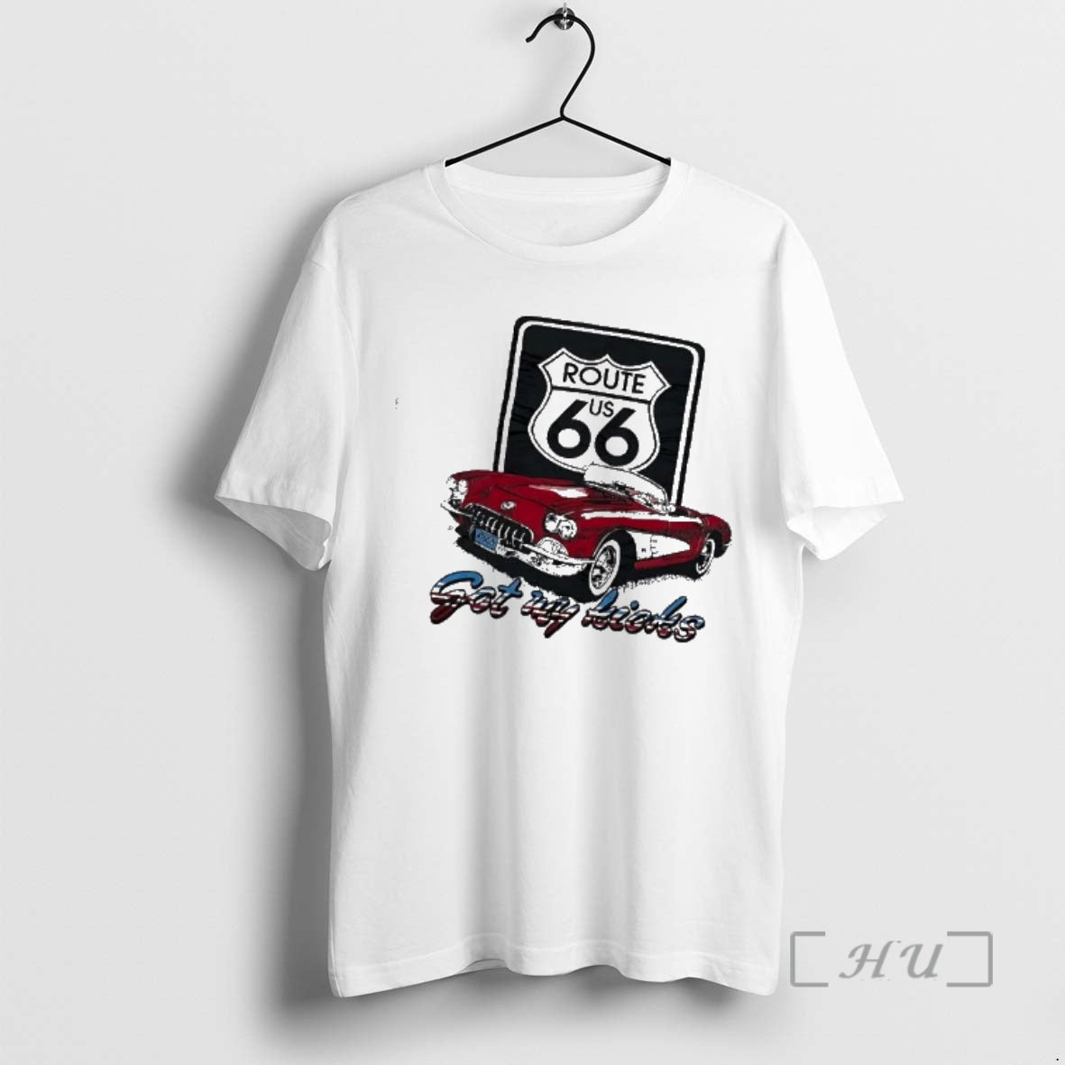 Officials Route Us 66 Classic Red Corvette Got My Kicks Car Premium T Shirts Sweater - T-Shirt, Sweatshirt, Hoodie