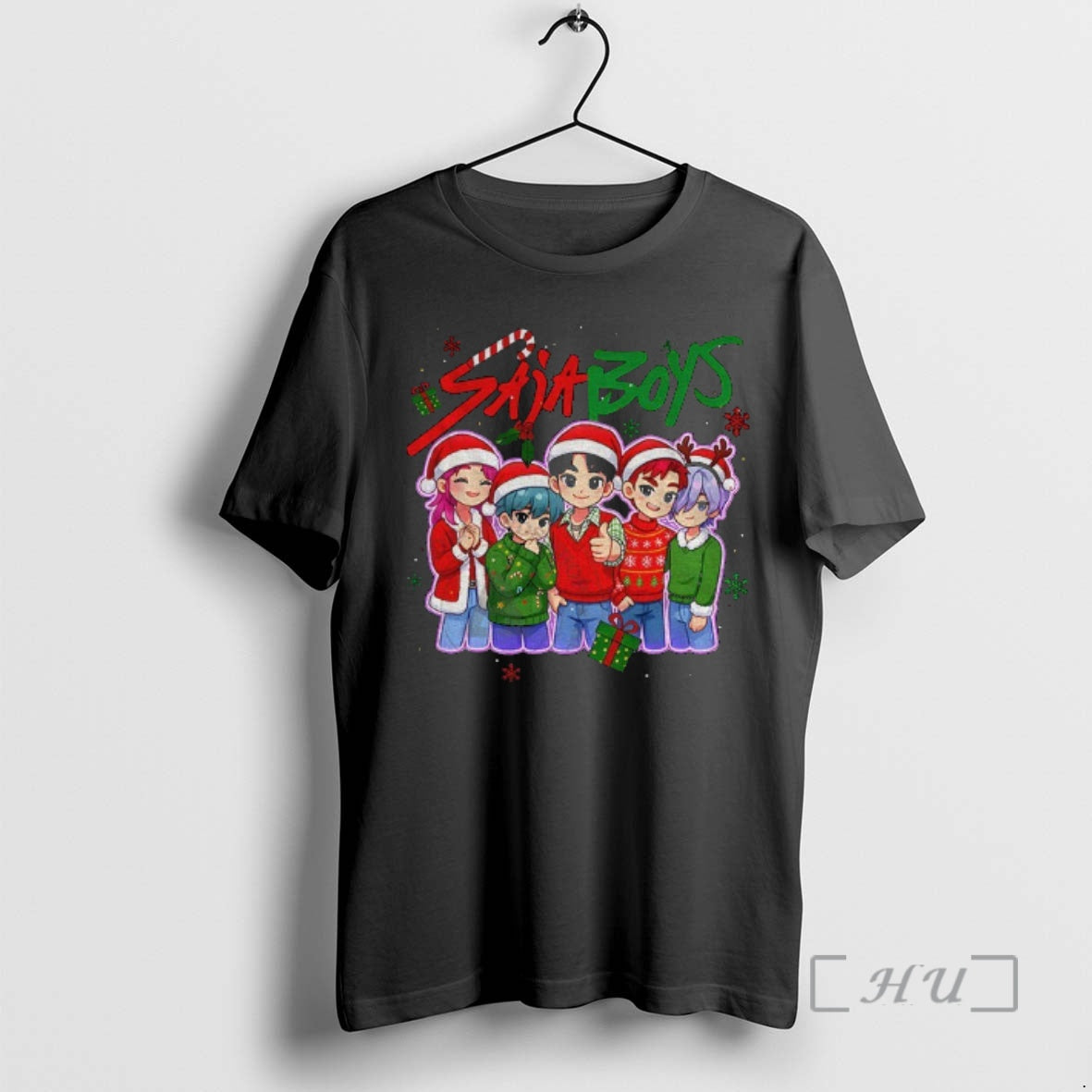 Officials Saja Boys Cartoon Kpop Santa Hats Clipart Merry Christmas - T-Shirt, Sweatshirt, Hoodie