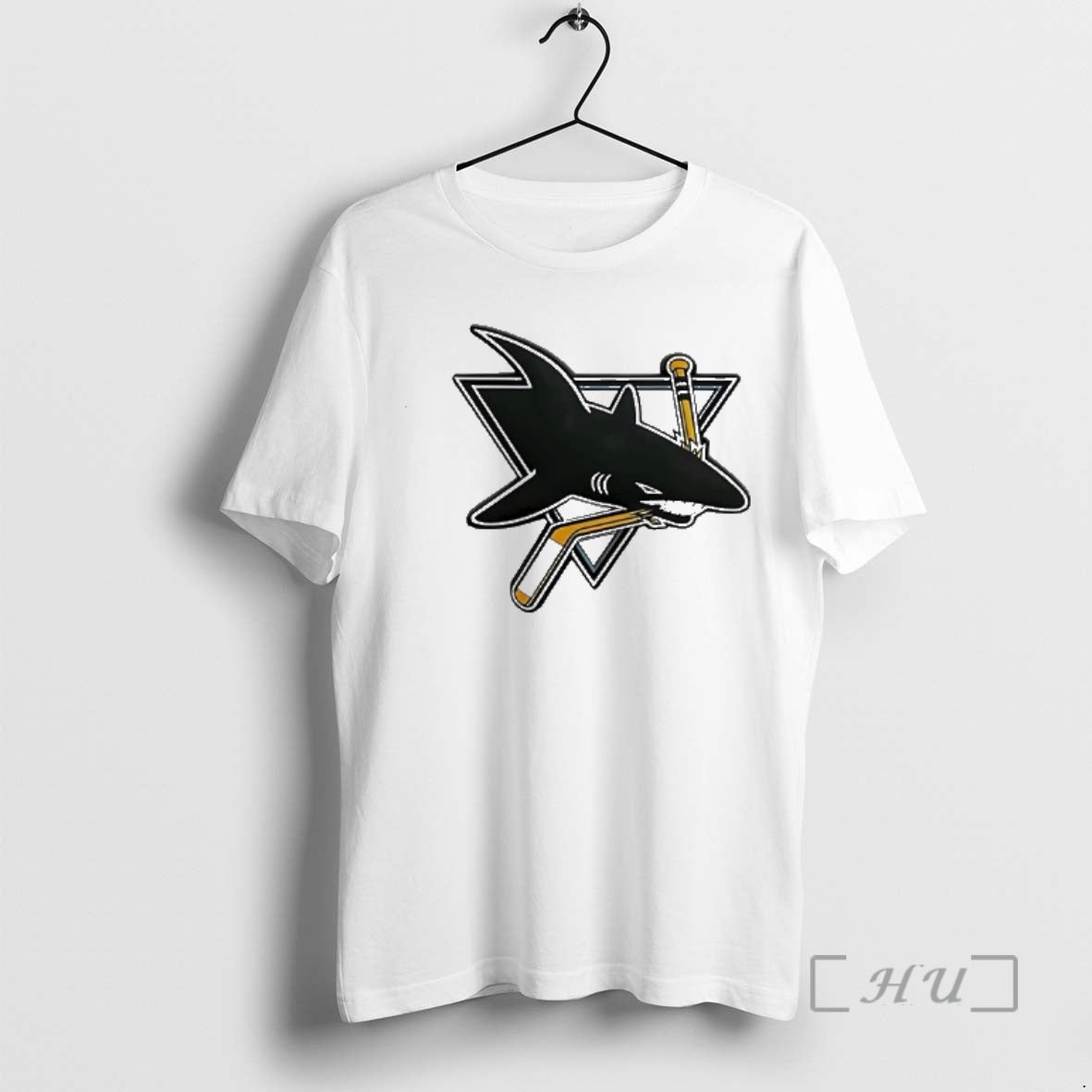 Officials San Jose Sharks Logo Biting Hockey Stick Triangle Graphic Sports Premium T Shirts Sweater - T-Shirt, Sweatshirt, Hoodie