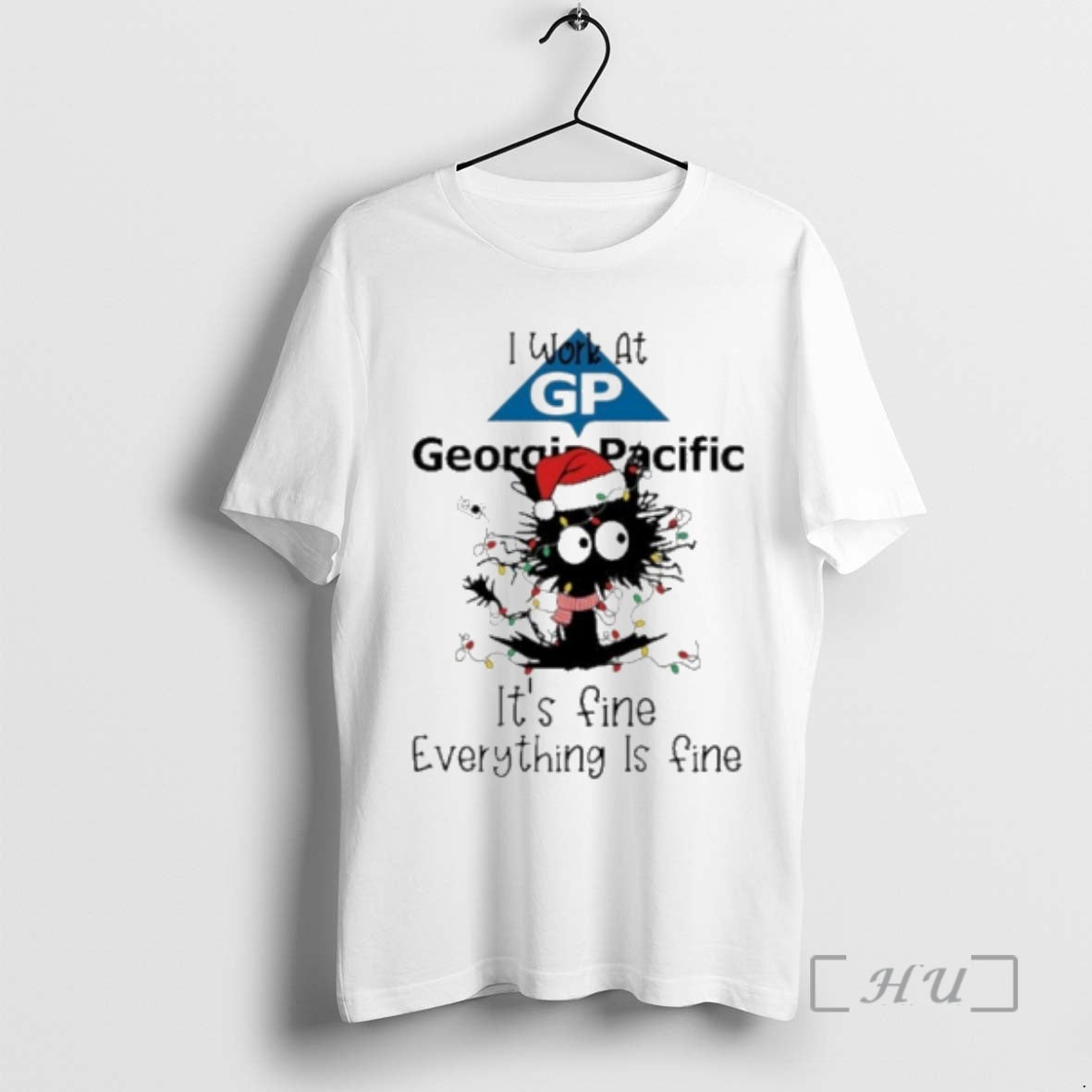 Officials Santa Light Cat I Work At Georgia Pacific Its Fine Everything Is Fine Premium - T-Shirt, Sweatshirt, Hoodie