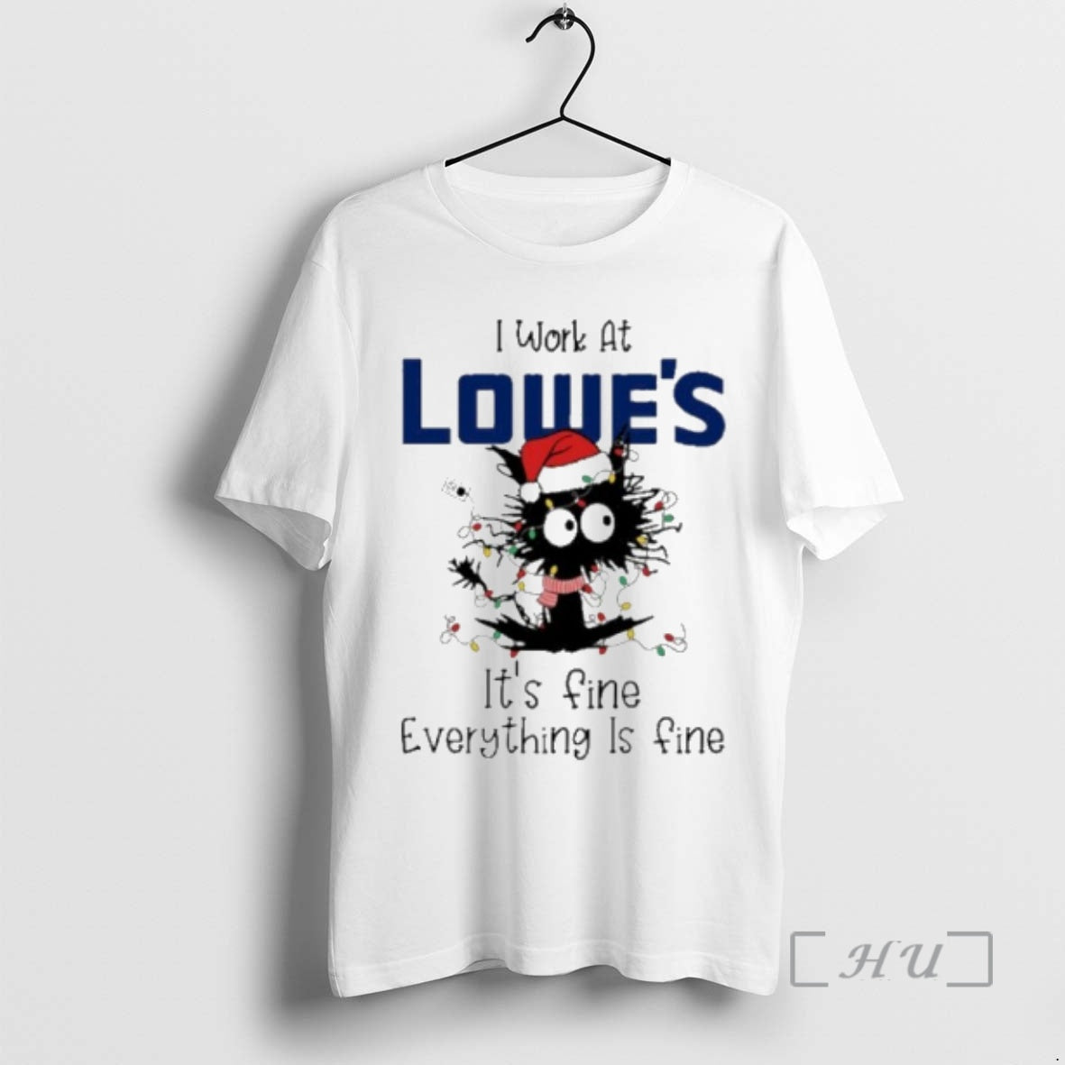 Officials Santa Light Cat I Work At Lowes Its Fine Everything Is Fine Premium - T-Shirt, Sweatshirt, Hoodie