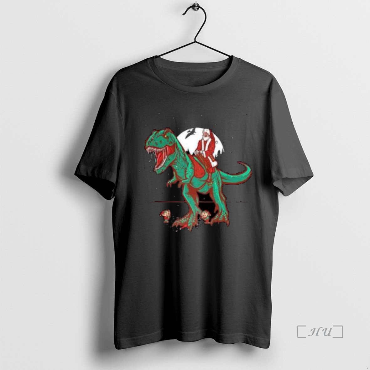 Officials Santa Rides A T Rex Jurassic Christmas Circle Black - T-Shirt, Sweatshirt, Hoodie