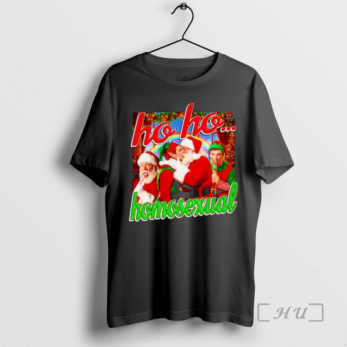Officials Santa And Elf Ho Ho Homosexual Ornaments - T-Shirt, Sweatshirt, Hoodie