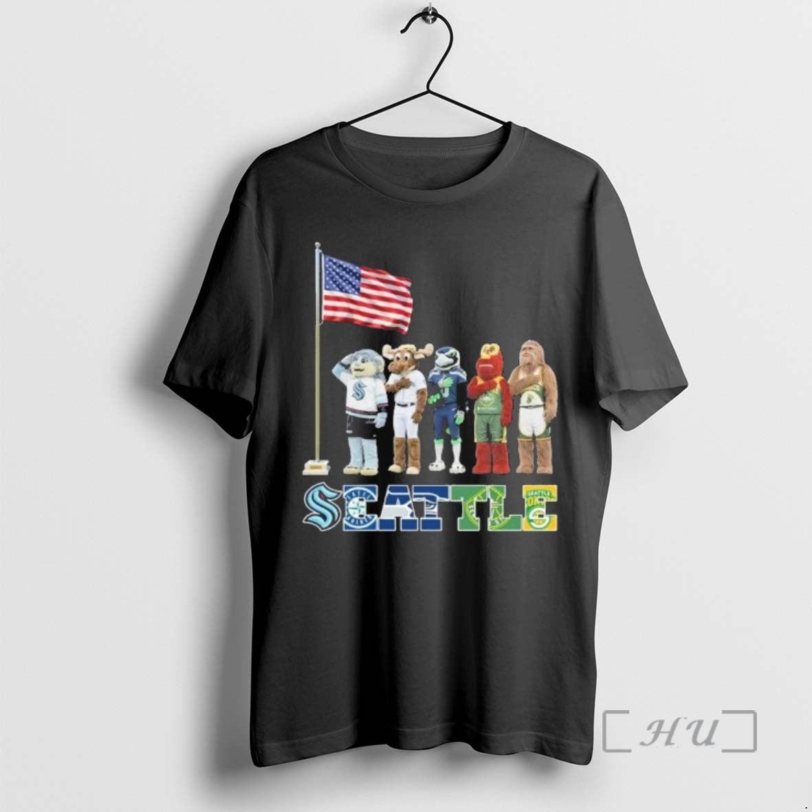 Officials Seattle Sports Mascot Freedom American Flag Unisex T-shirt, Sweatshirt, Hoodie, Long Sleeve Tee - T-Shirt, Sweatshirt, Hoodie