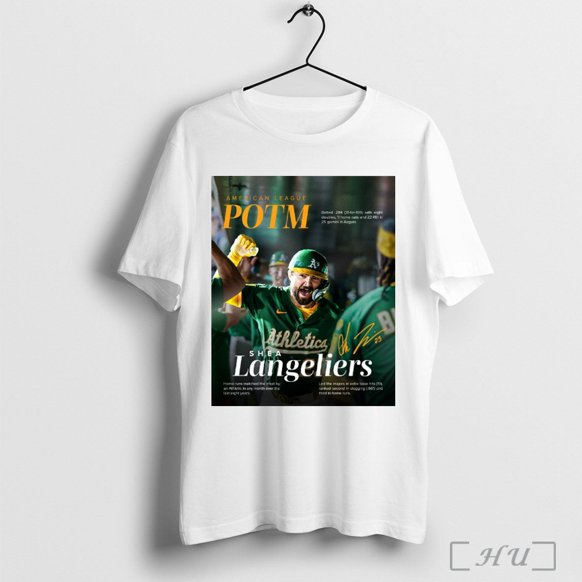 Officials Shea Langeliers Oakland Athletics American League Player Of The Month August 2025 Signature - T-Shirt, Sweatshirt, Hoodie