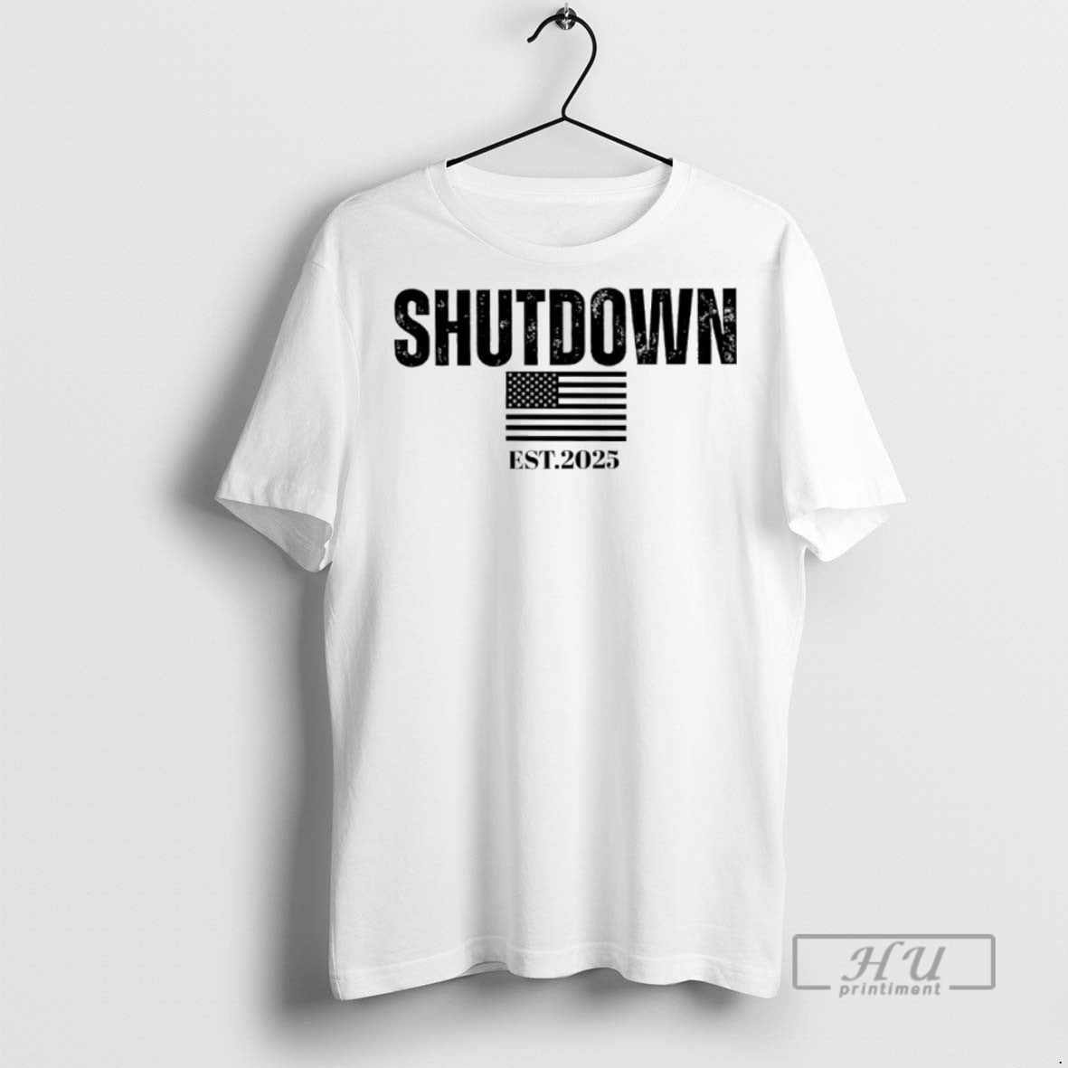 Officials Shutdown 2025 American Flag T Shirts Unisex T-shirt, Sweatshirt, Hoodie, Long Sleeve Tee - T-Shirt, Sweatshirt, Hoodie