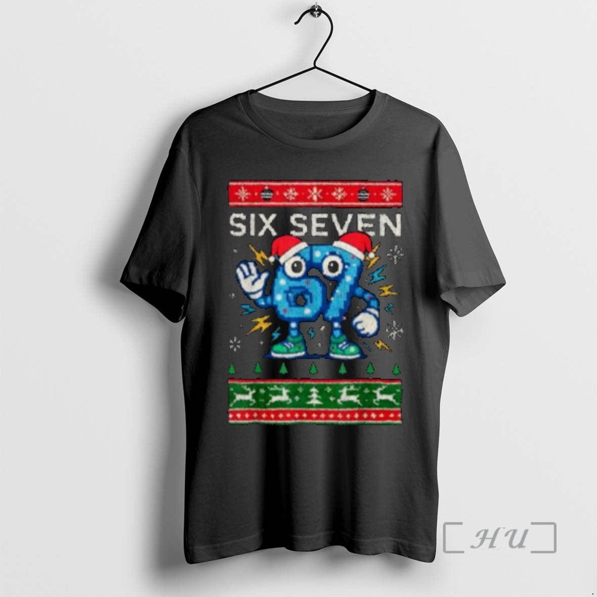 Officials Six Seven Christmas 67 Meme Funny Brainrot Circle Black - T-Shirt, Sweatshirt, Hoodie