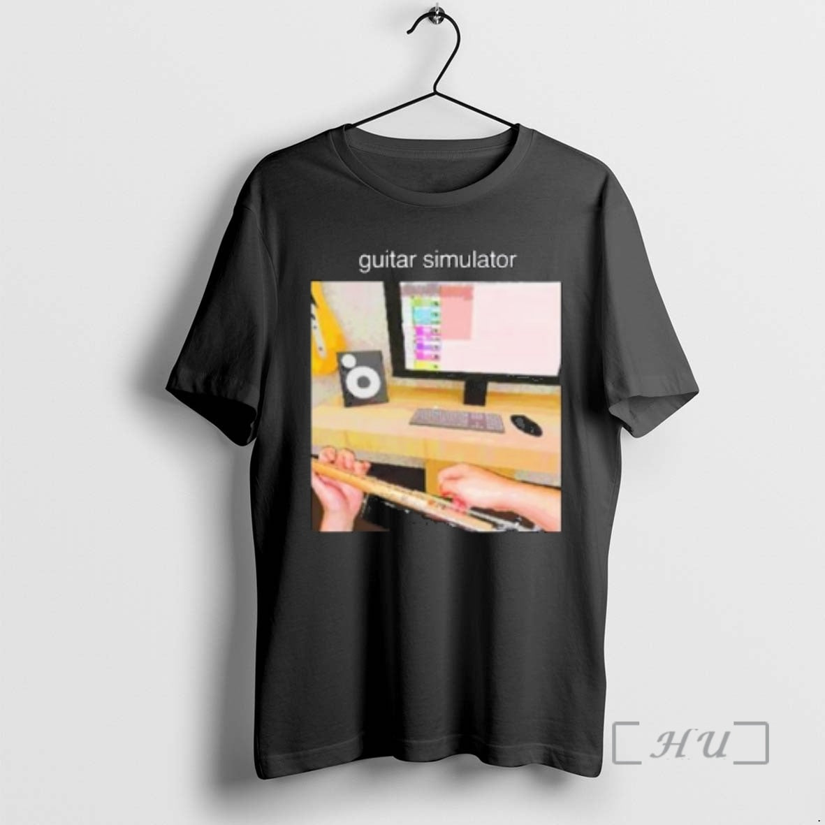 Officials Skull Guitar Simulator Circle Black - T-Shirt, Sweatshirt, Hoodie