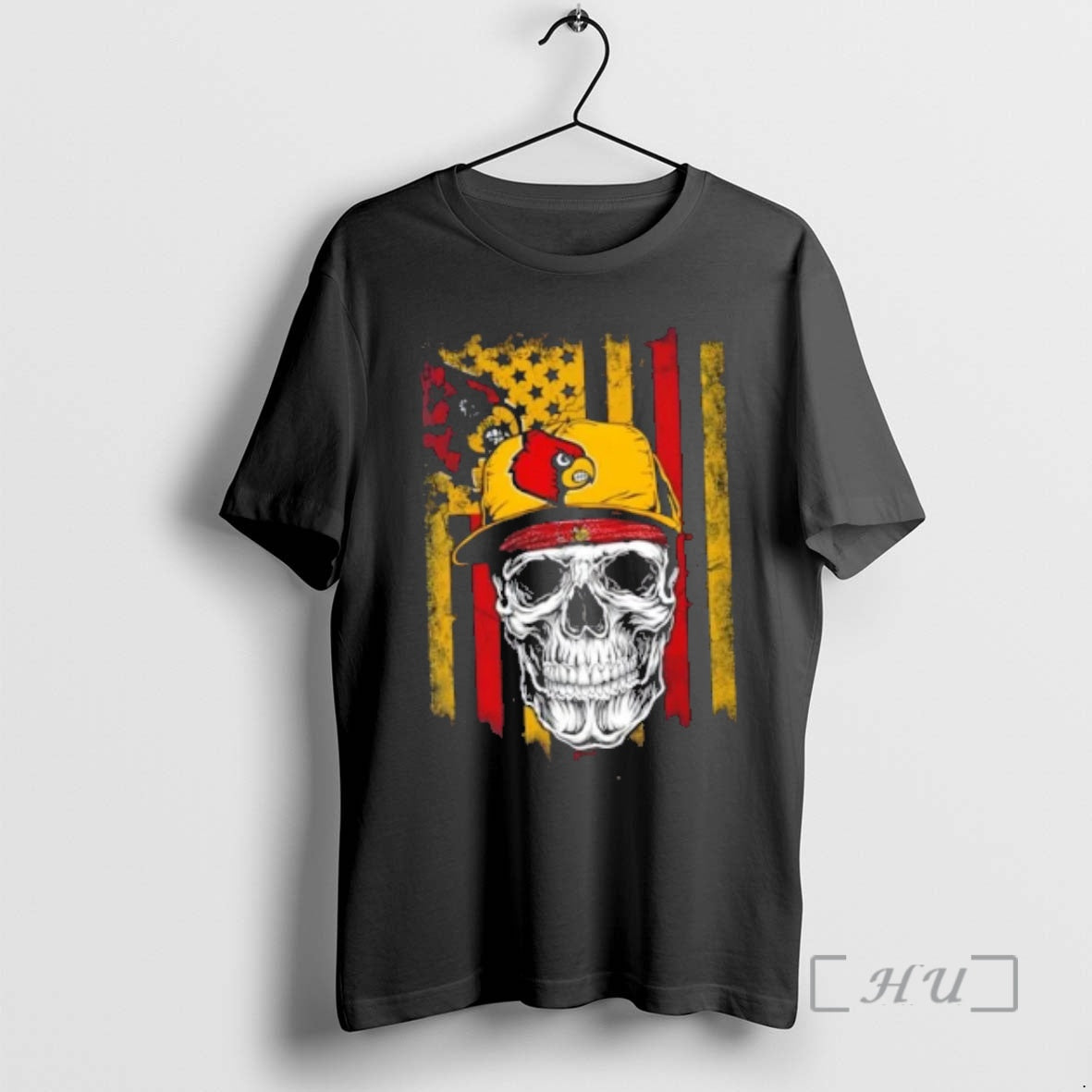 Officials Skull Wearing A Cap Louisville Cardinals Us Flag - T-Shirt, Sweatshirt, Hoodie