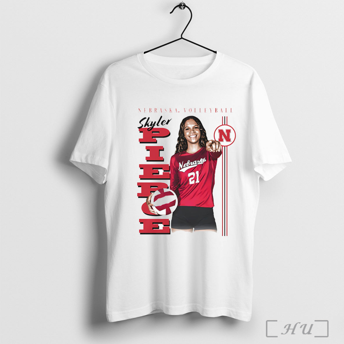 Officials Skyler Pierce Nebraska Volleyball Retro White T Shirt Unisex T-shirt, Sweatshirt, Hoodie, Long Sleeve Tee - T-Shirt, Sweatshirt, Hoodie
