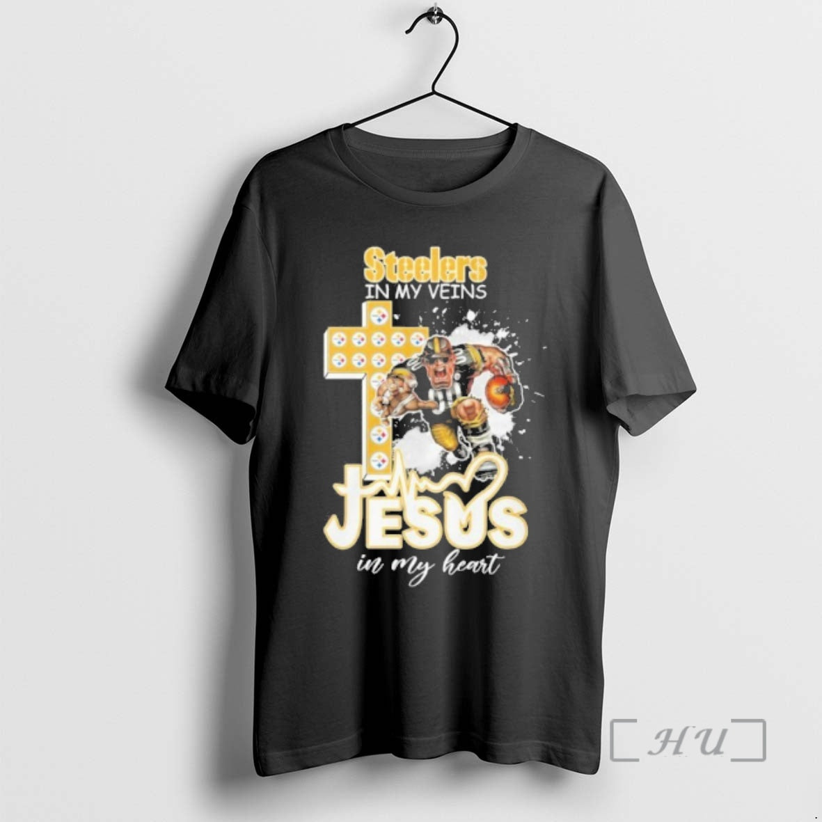 Officials Steelers In My Veins Jesus Mascot In My Heart Mascots Premium T Shirts Sweater - T-Shirt, Sweatshirt, Hoodie