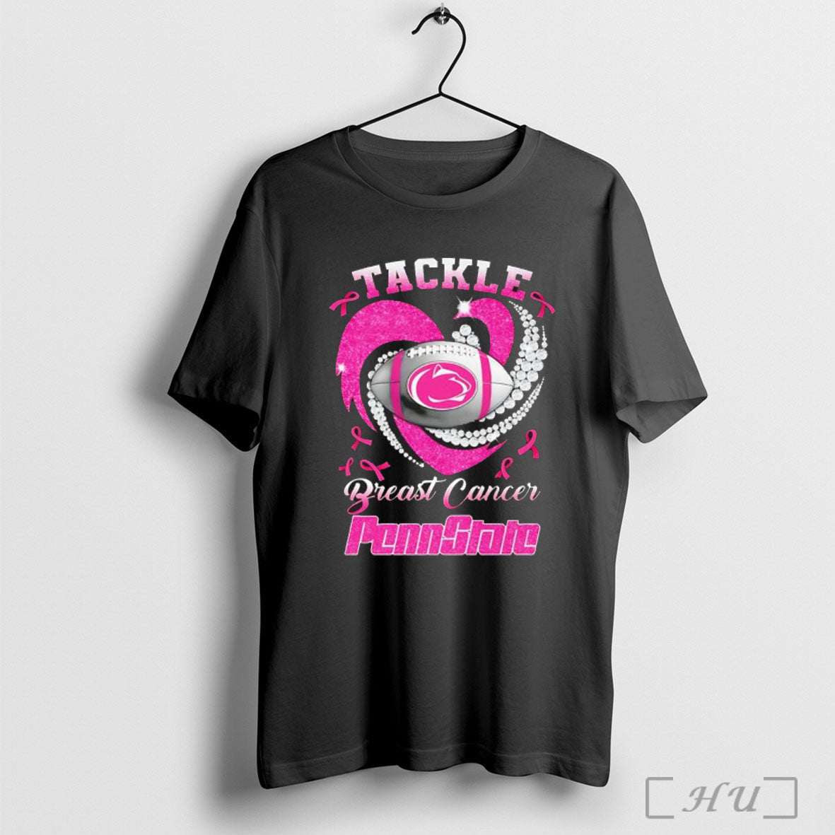 Officials Tackle Breast Cancer Penn State Nittany Lions Football Heart Pink Ribbon T Shirt - T-Shirt, Sweatshirt, Hoodie