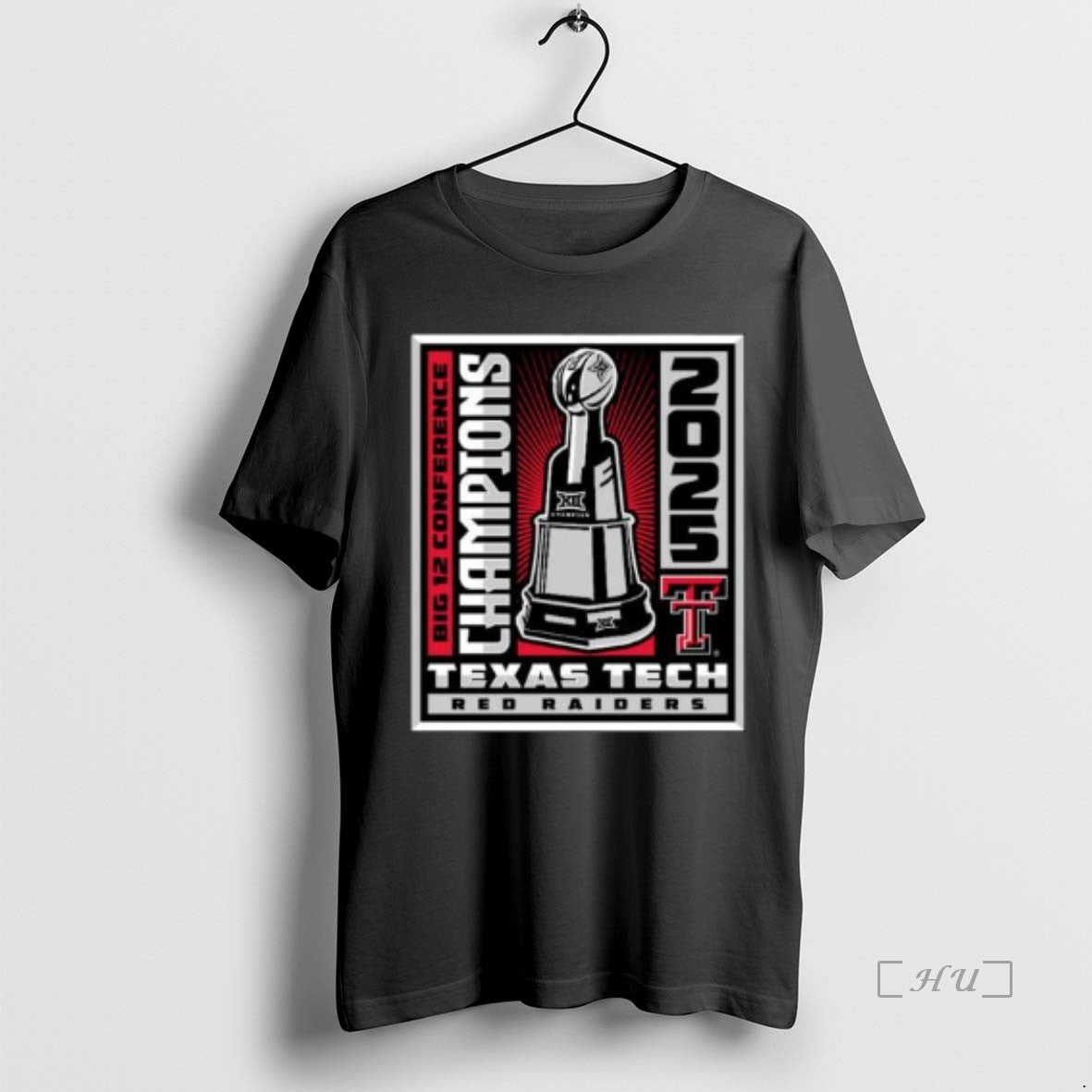Officials Texas Tech Red Raiders 2025 Big 12 Champions Winner Win Trophy Circle Black Premium - T-Shirt, Sweatshirt, Hoodie