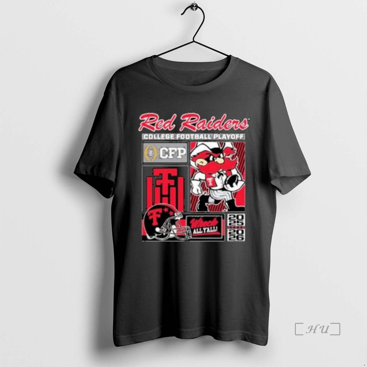 Officials Texas Tech Red Raiders Cfp Wreck All Yall 2025 2026 Mascot Circle Black Premium - T-Shirt, Sweatshirt, Hoodie