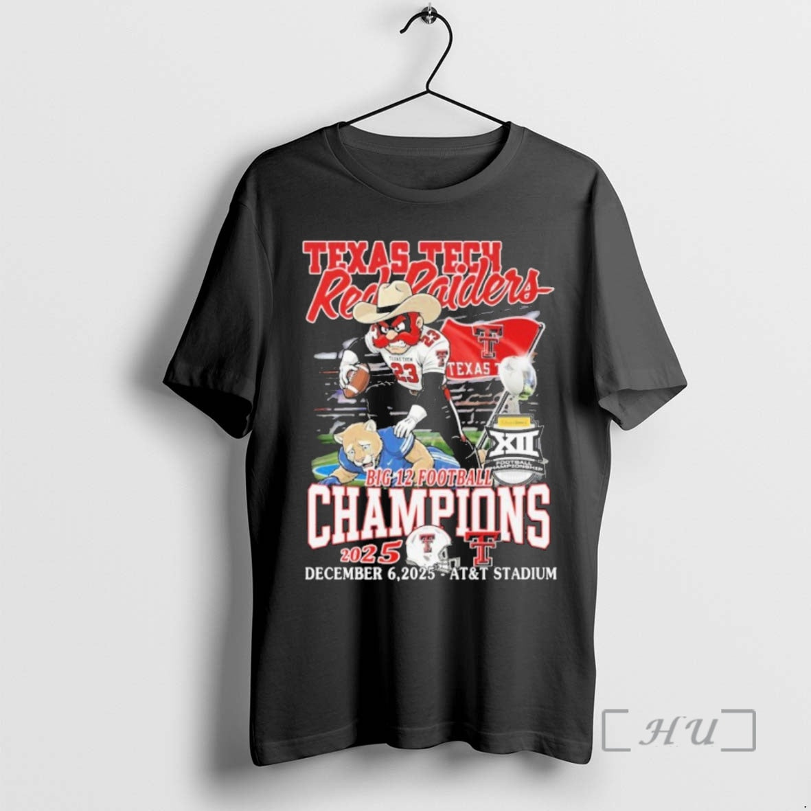 Officials Texas Tech Red Raiders Stomp Brigham Young Cougars Big 12 Football Champions 2025 Mascot - T-Shirt, Sweatshirt, Hoodie